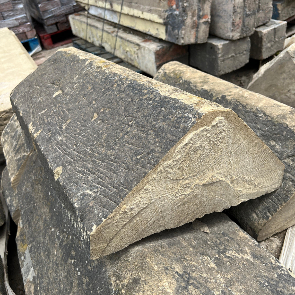 Reclaimed Weathered Stone Triangle Wall Coping - Job Lot - Reclaimed Brick Company