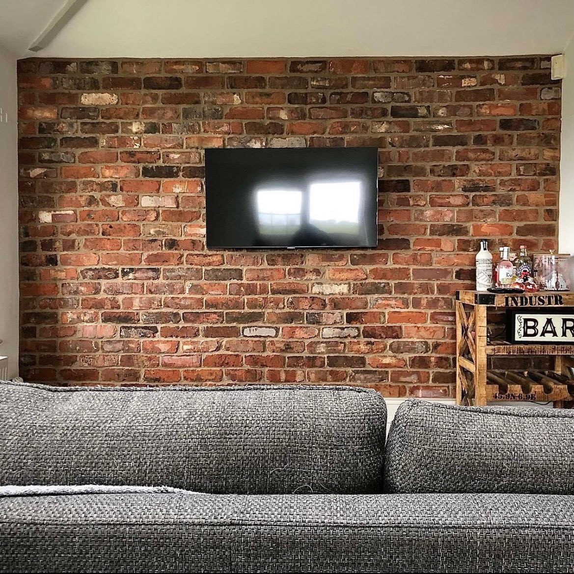 reclaimed brick slip home feature wall