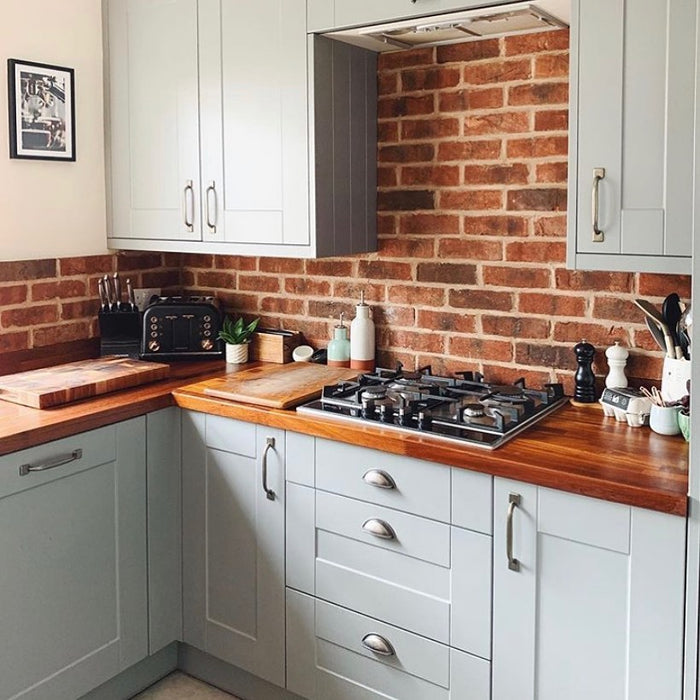 traditional brick slip kitchen feature back wall
