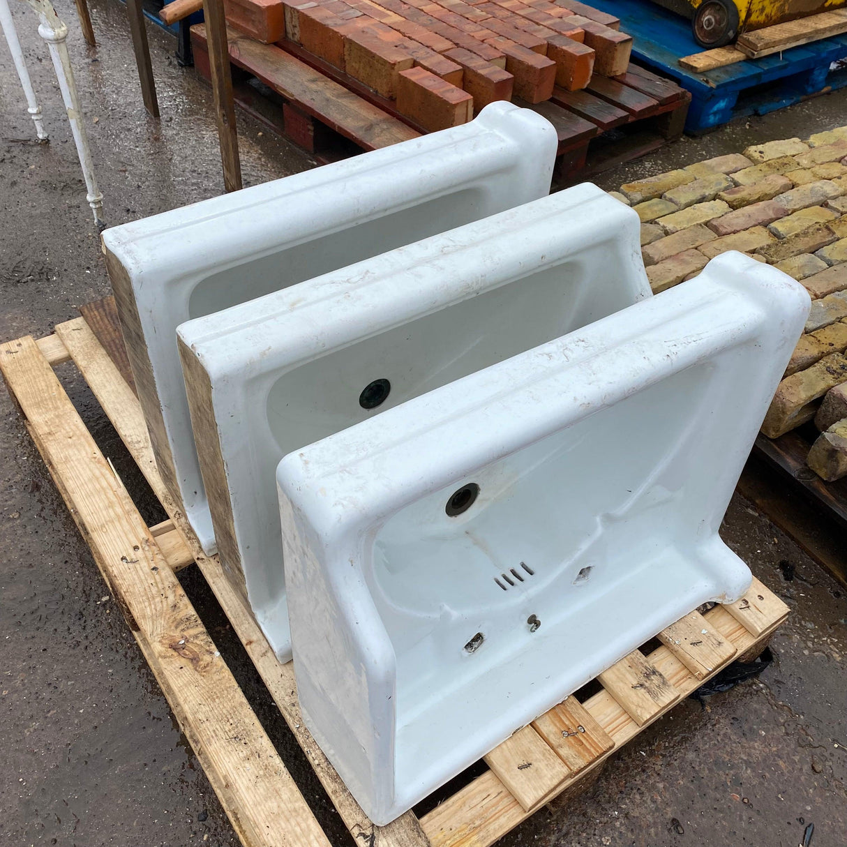 Vintage Triple Sink with Cast Iron Stand - Reclaimed Brick Company