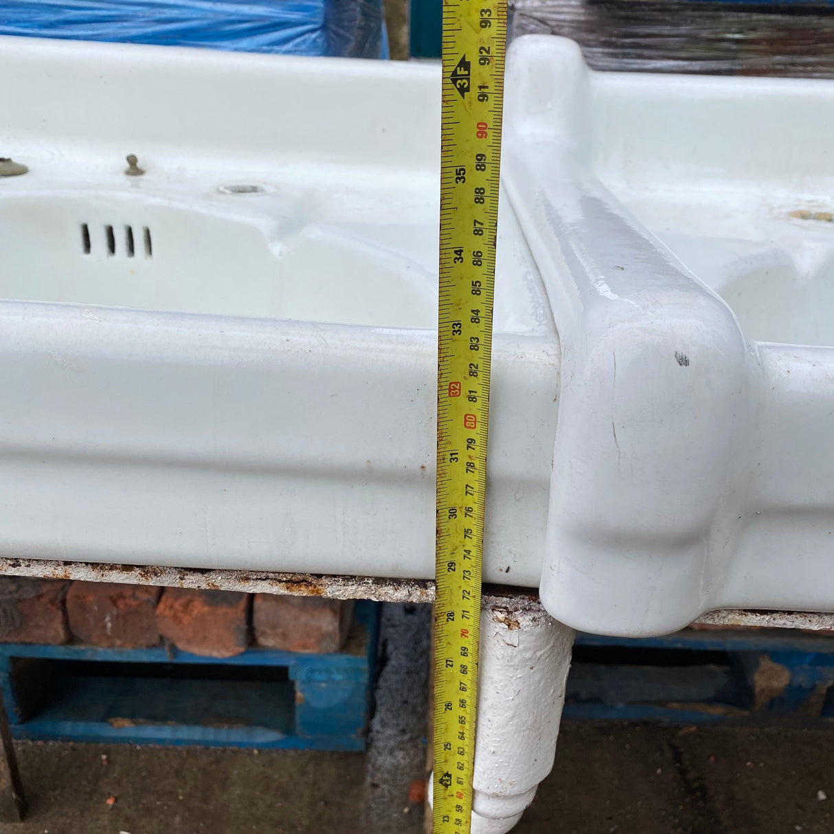 Vintage Triple Sink with Cast Iron Stand - Reclaimed Brick Company