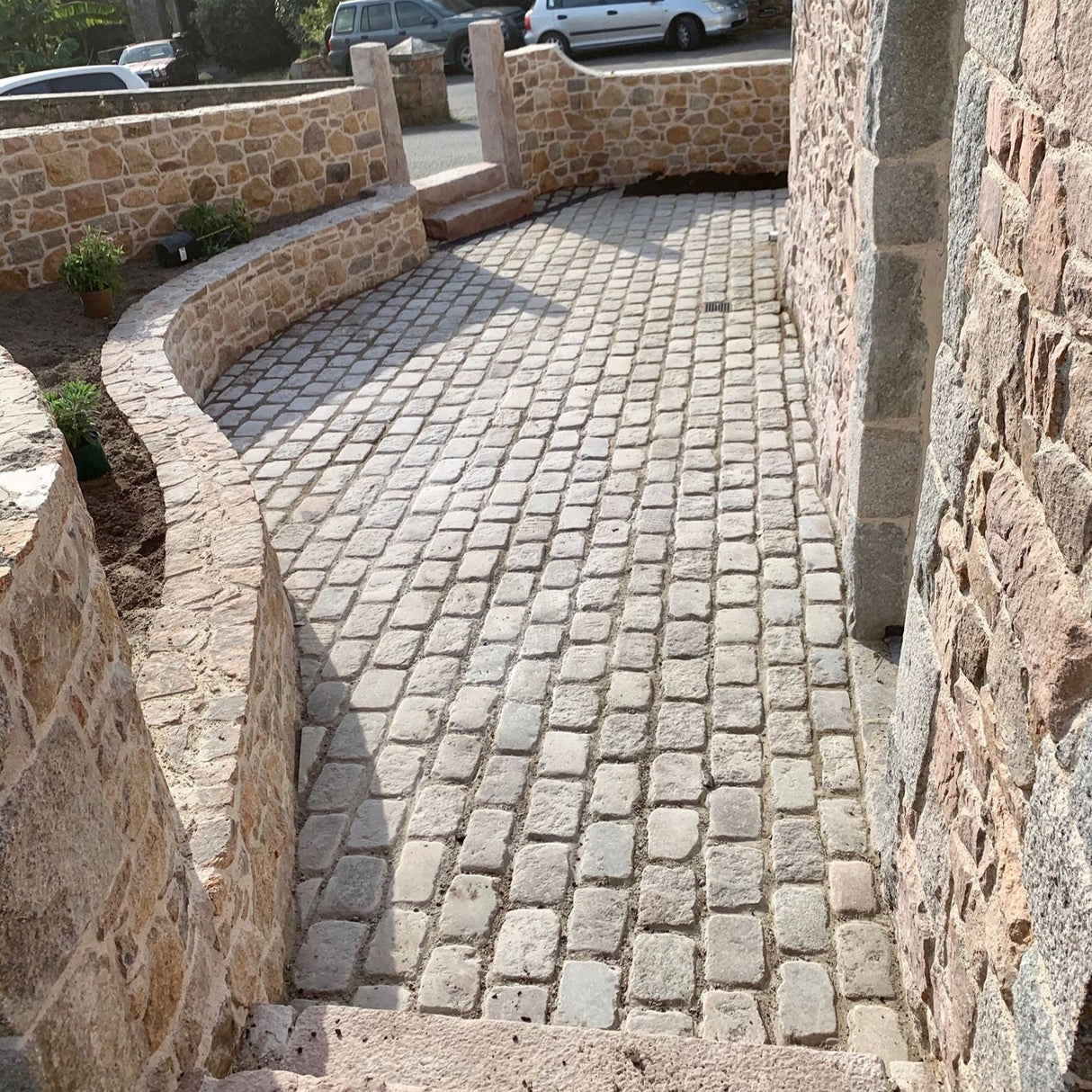 Reclaimed Granite Cobble Patio in Chipping Norton