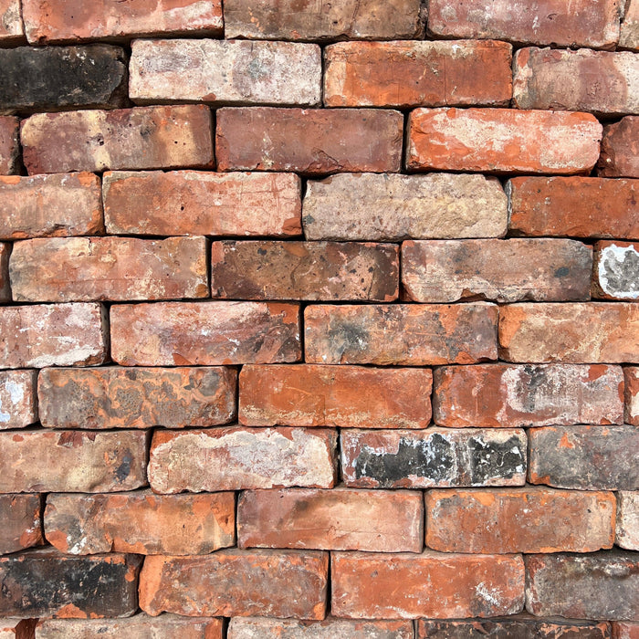 Reclaimed wirecut bricks showing textured faces and consistent proportions