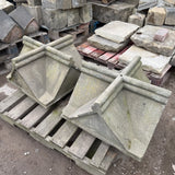 Reclaimed Stone Pillar Caps - Pair