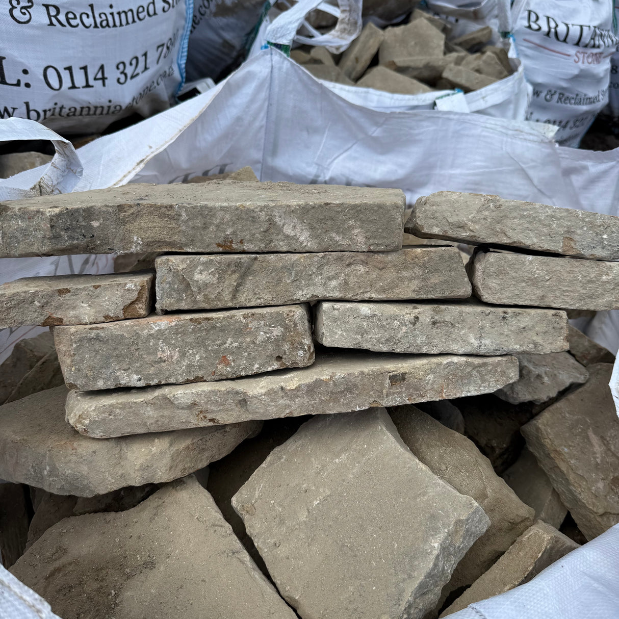Reclaimed Flat Yorkshire Drystone Walling - Per Bag