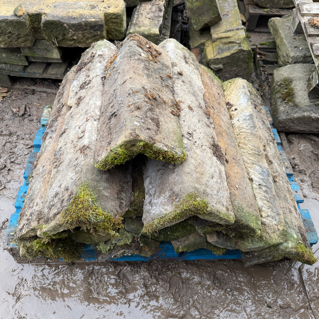 Reclaimed Yorkshire Stone Roof Ridge Tiles - Job Lot