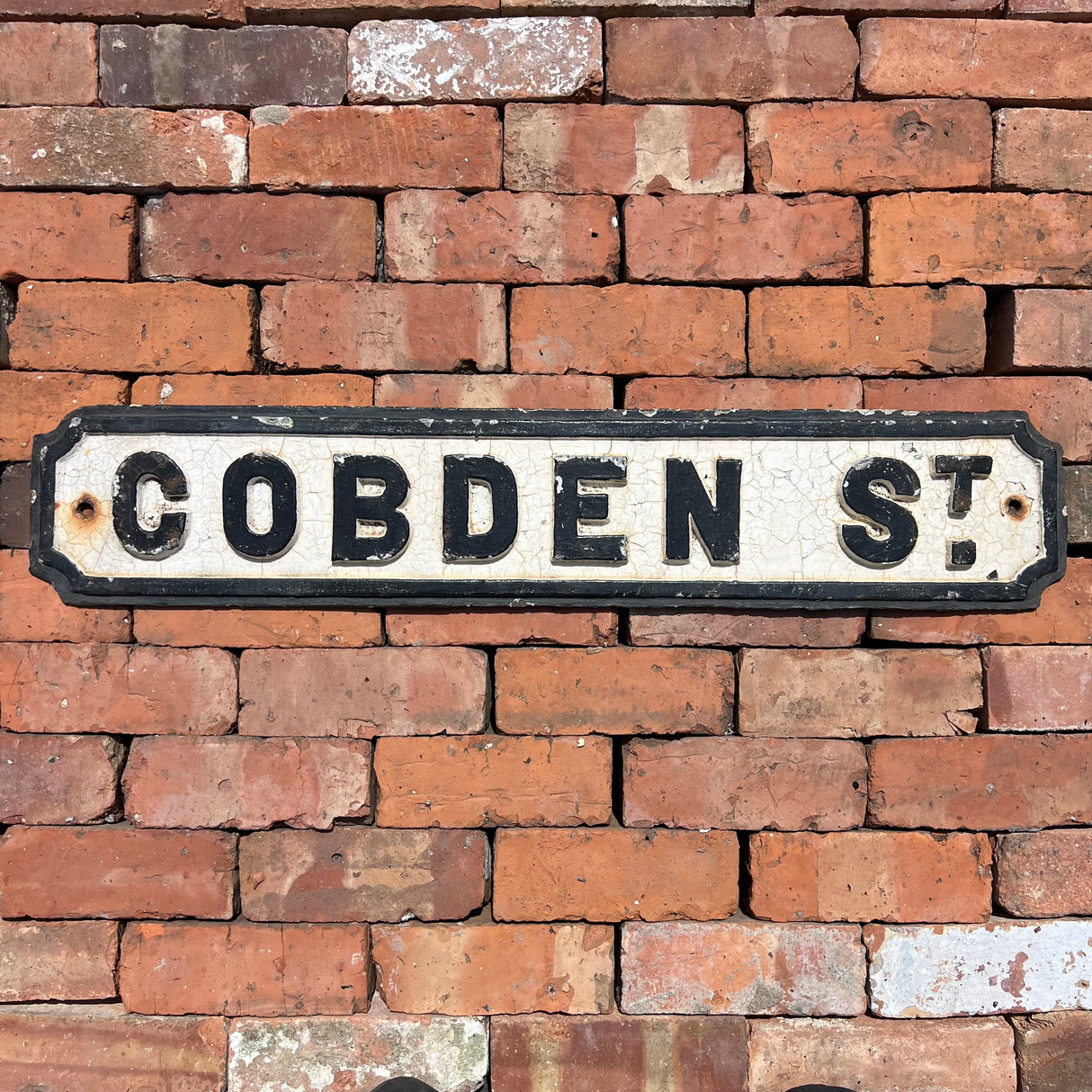 Original Cast Iron ‘Cobden St’ Street Sign – Reclaimed Brick Company