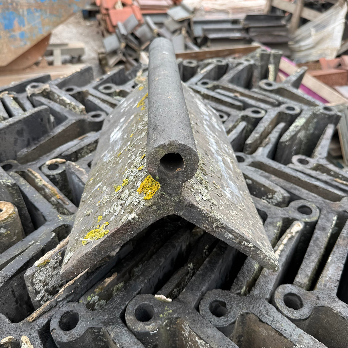 Reclaimed Weathered Blue Roll Top Clay Roof Ridge Tiles - 110 Degree
