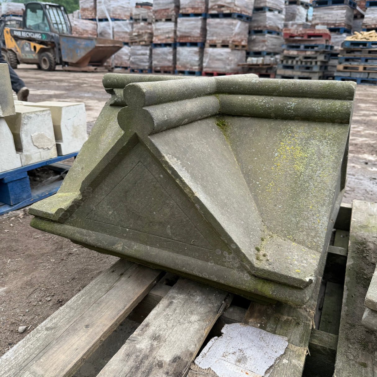 Reclaimed Stone Pillar Caps - Pair