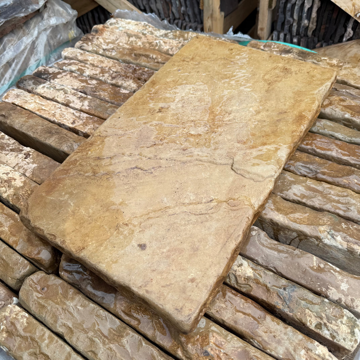 Aged Sandstone Wall Coping