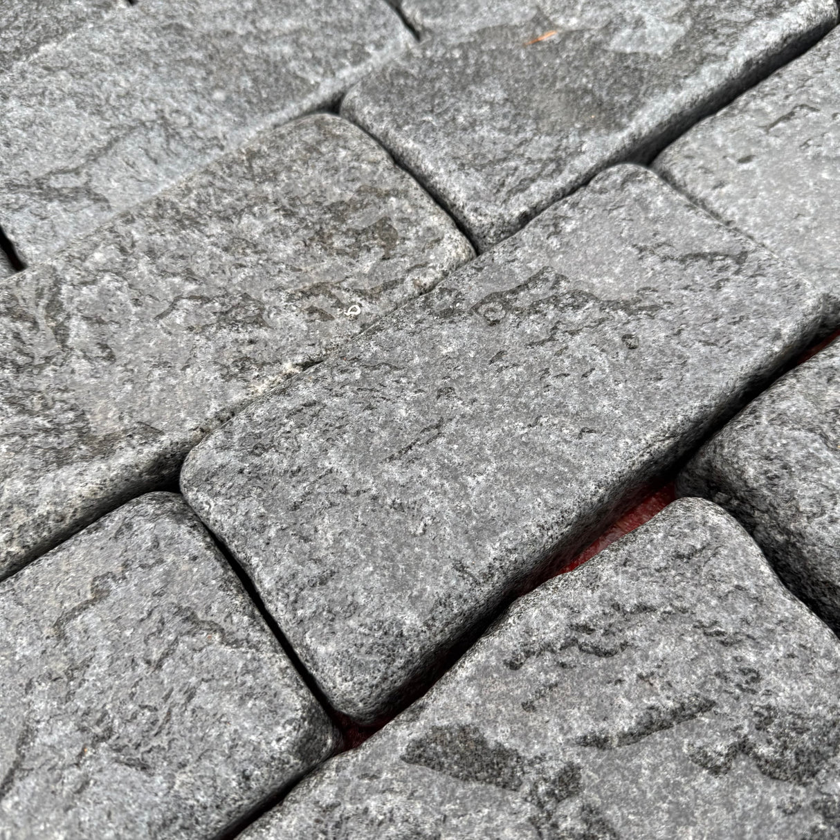 Black Tumbled Granite Cobble Setts - 200mm x 100mm - Per SQM