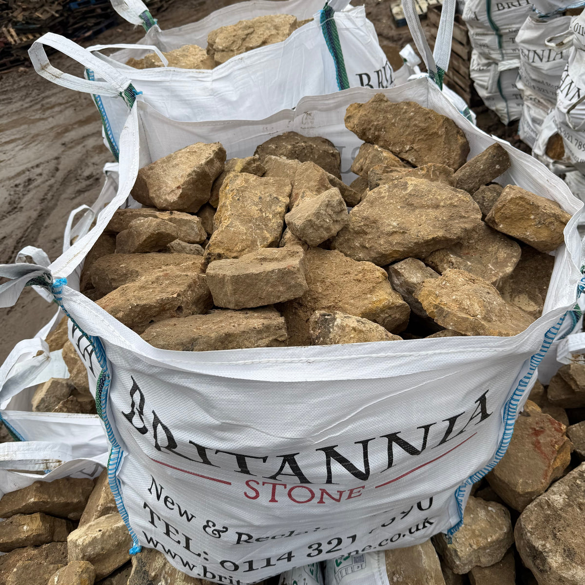 Reclaimed Cream Limestone Walling Stone - Per Bag