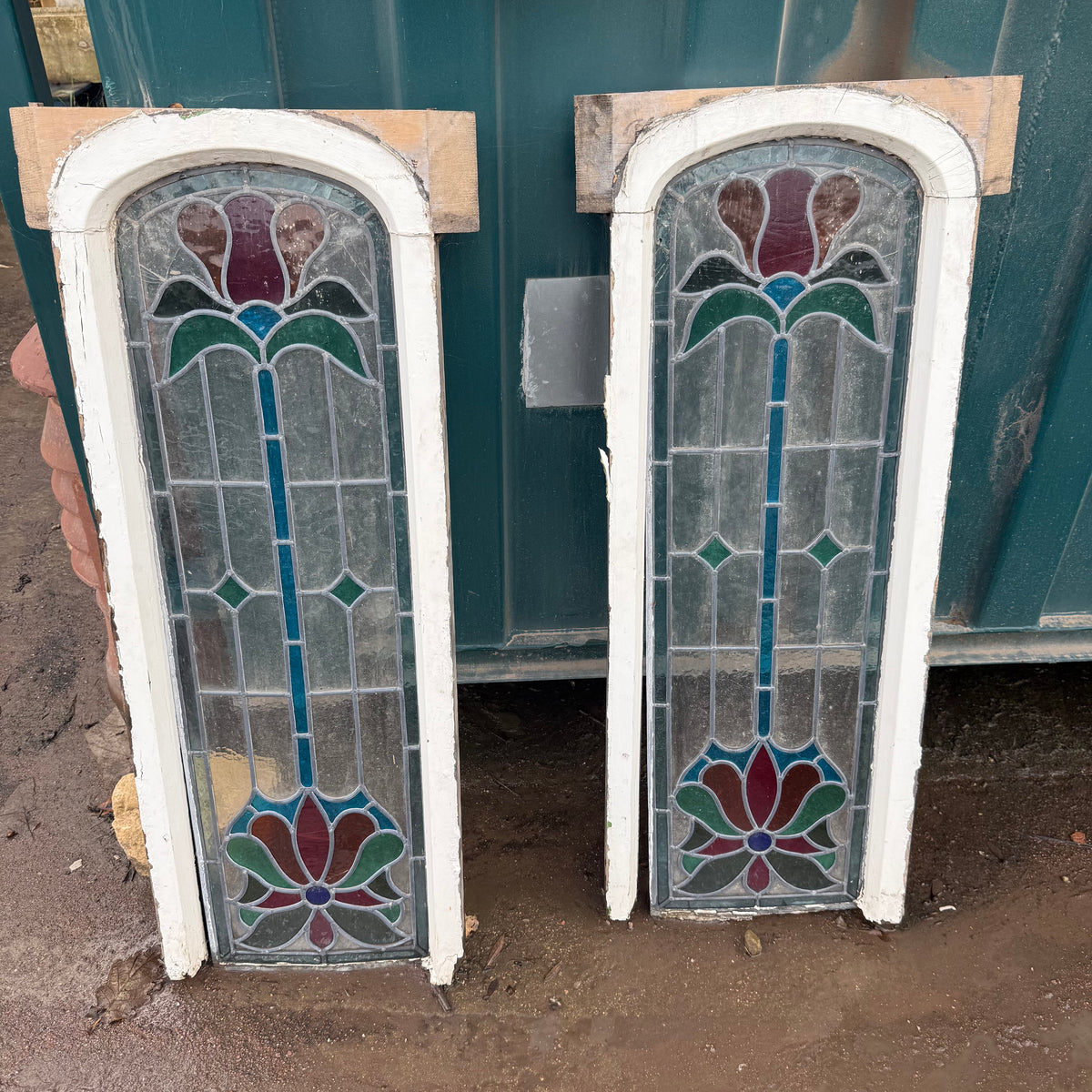 Reclaimed Stain Glass Windows - Pair