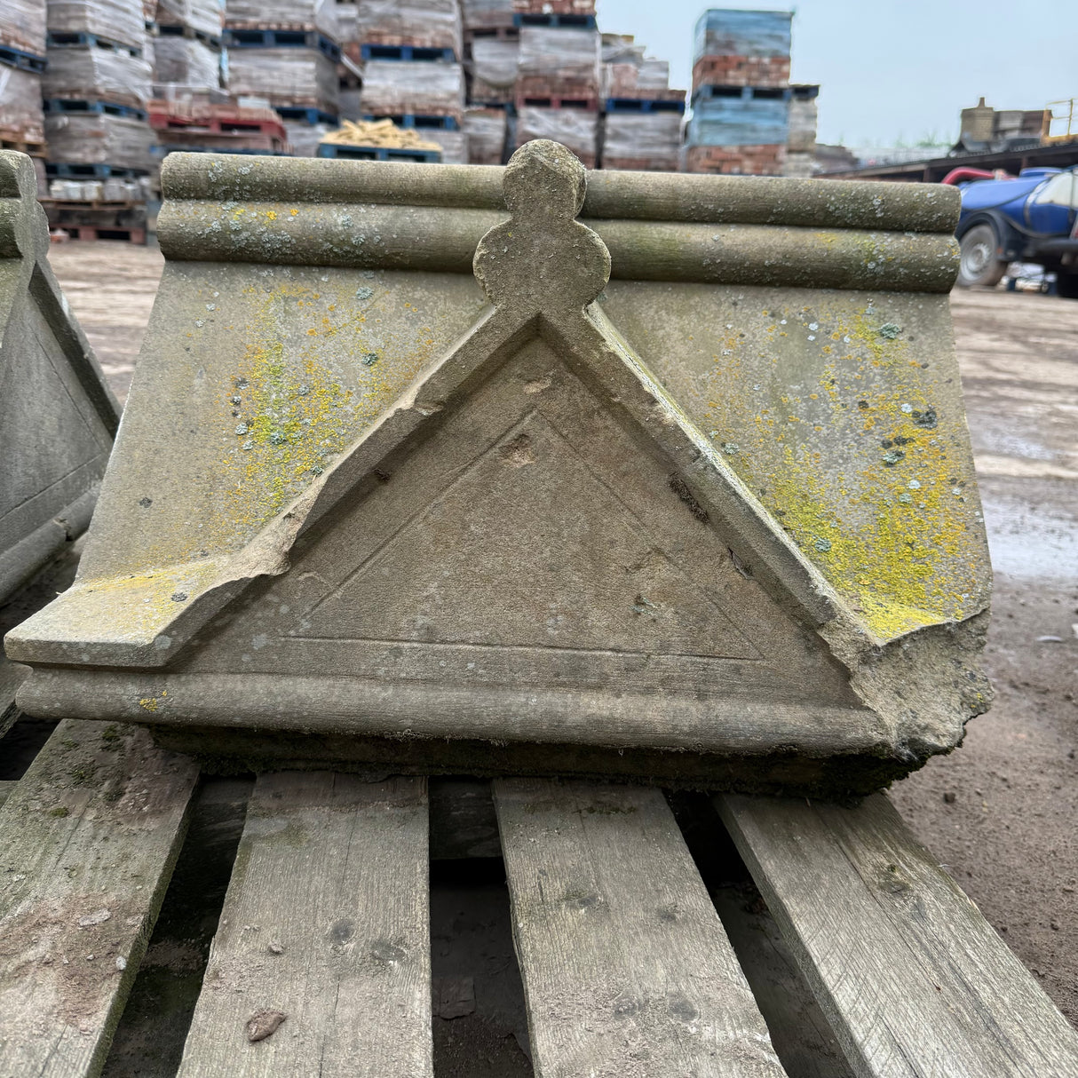 Reclaimed Stone Pillar Caps - Pair