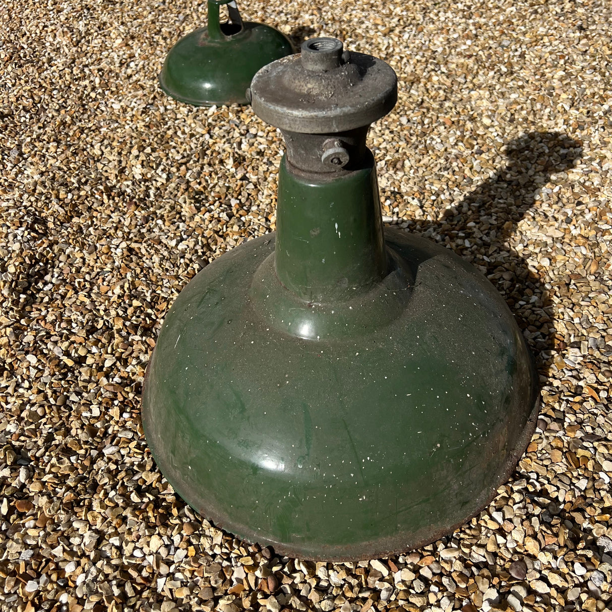 Vintage Green Enamel Industrial Pendants Lamp - 16”