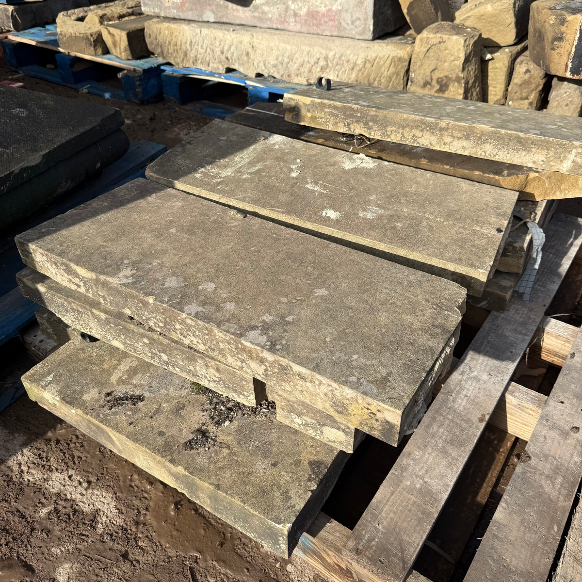 Reclaimed One Weathered Stone Wall Coping - Job Lot