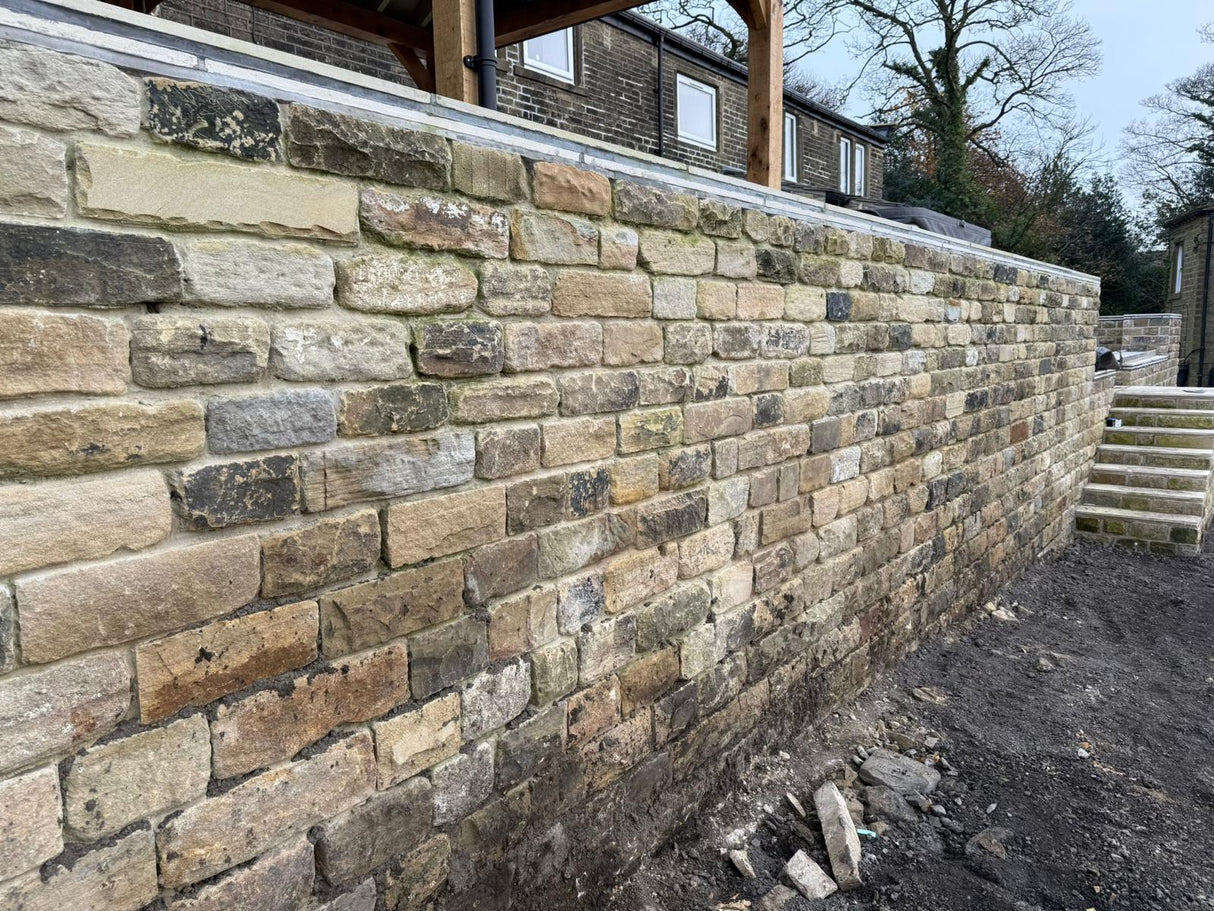 Reclaimed Punch Face Building Stone - 6” Backed Off