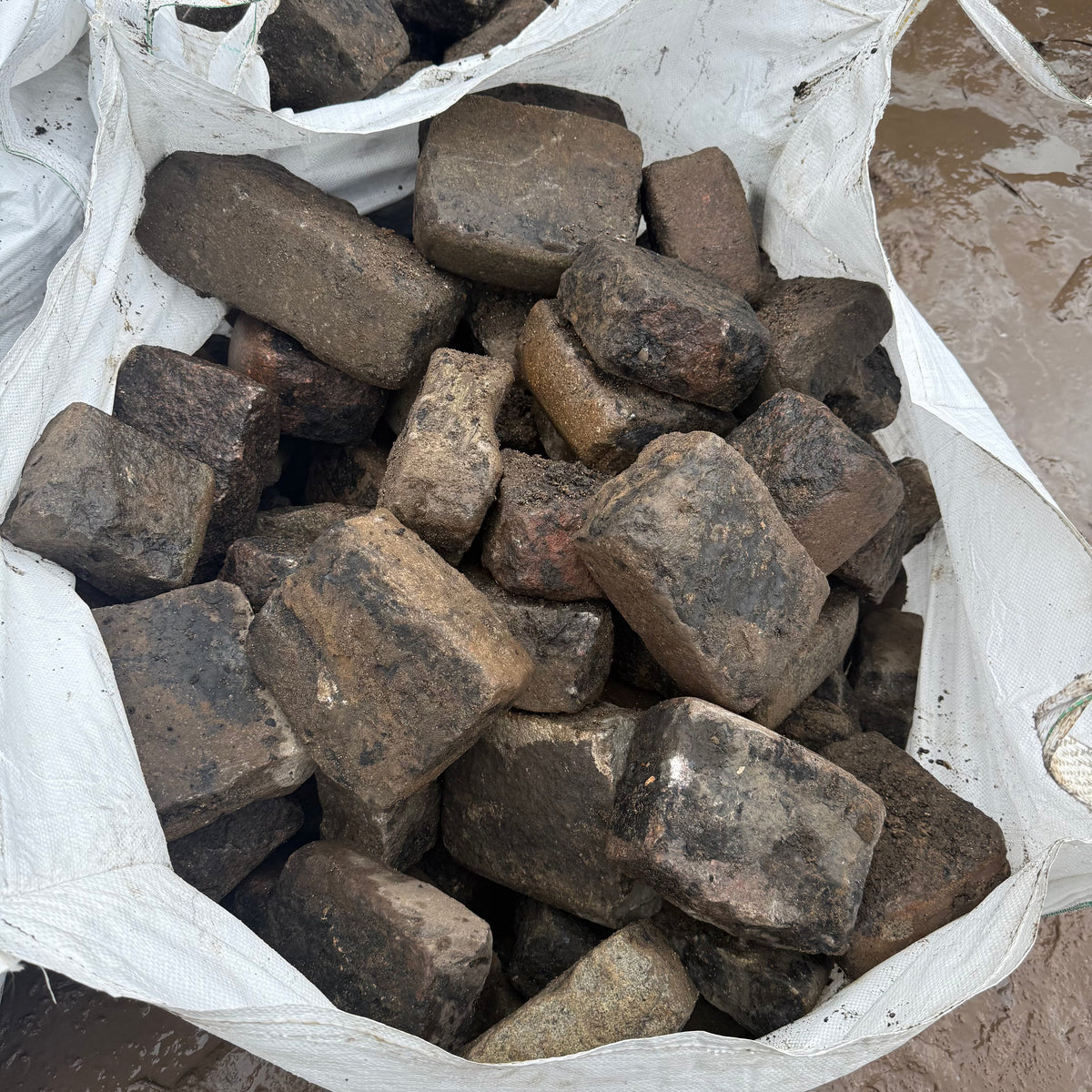 Reclaimed Pink Granite Cobbles - Per Bag