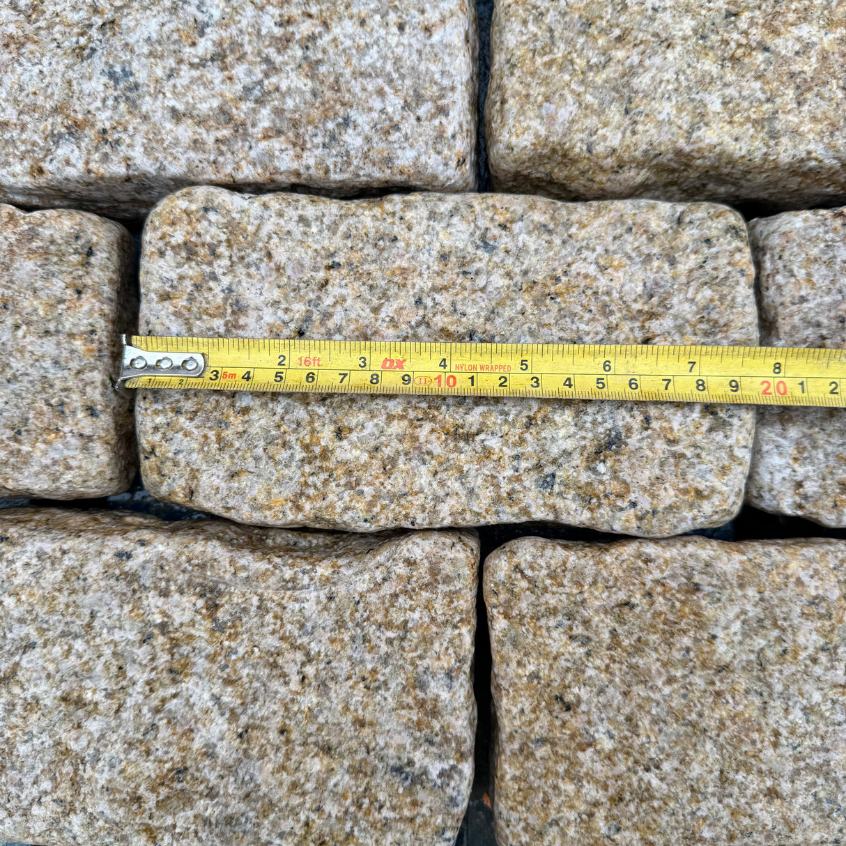 Gold Tumbled Granite Cobble Setts - 200mm x 100mm - Per SQM