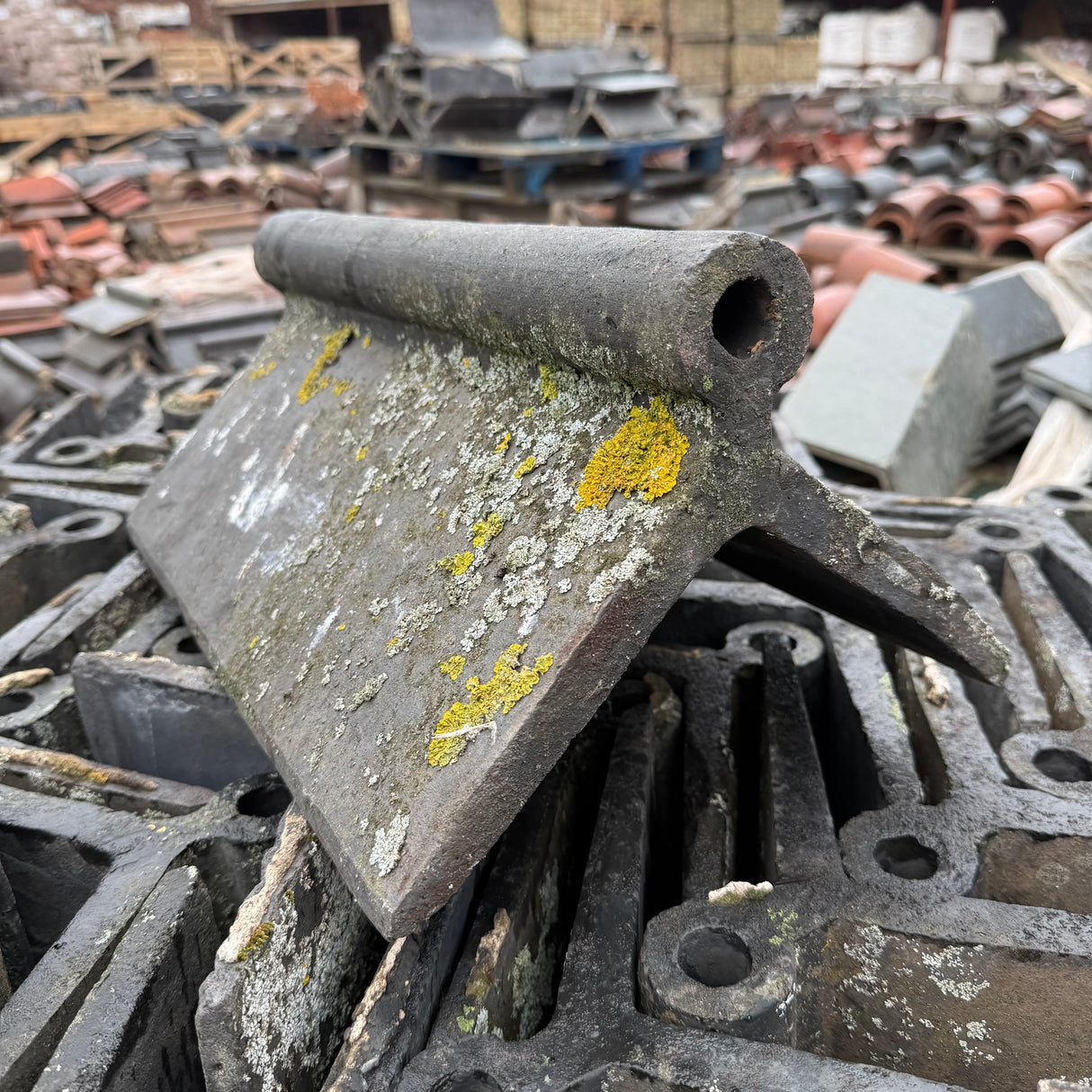 Reclaimed Weathered Blue Roll Top Clay Roof Ridge Tiles - 110 Degree