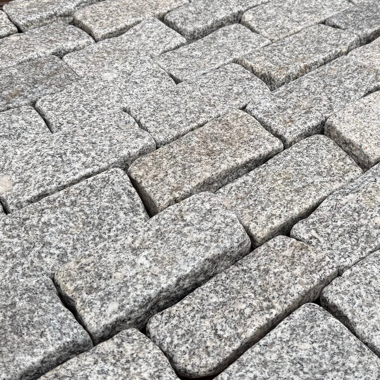 Silver Tumbled Granite Cobble Setts - 200mm x 100mm - Per SQM