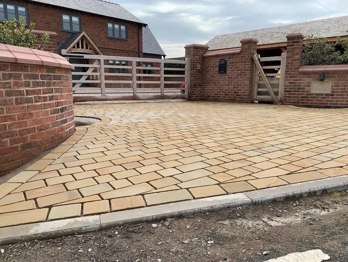 yorkstone Tumbled Stone setts block Paving drive path driveway