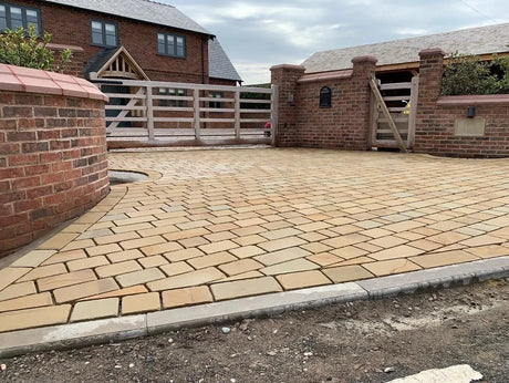 yorkstone Tumbled Stone setts block Paving drive path driveway