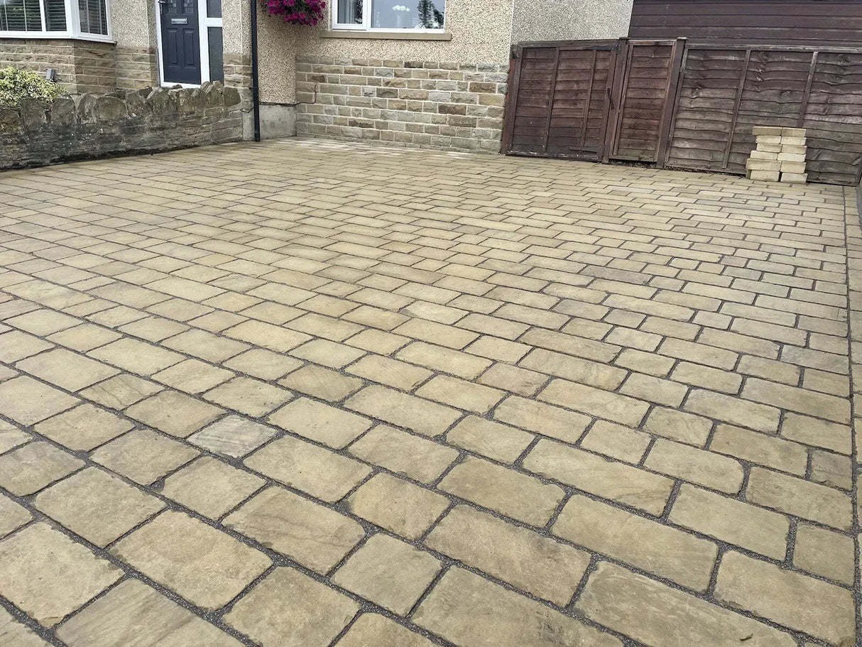 yorkstone Tumbled Stone setts block Paving drive path driveway