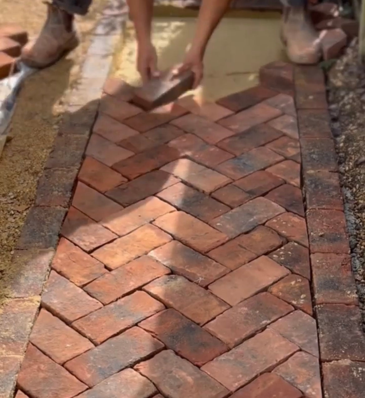 Handmade Brick Pavers used in Garden Design in Devon