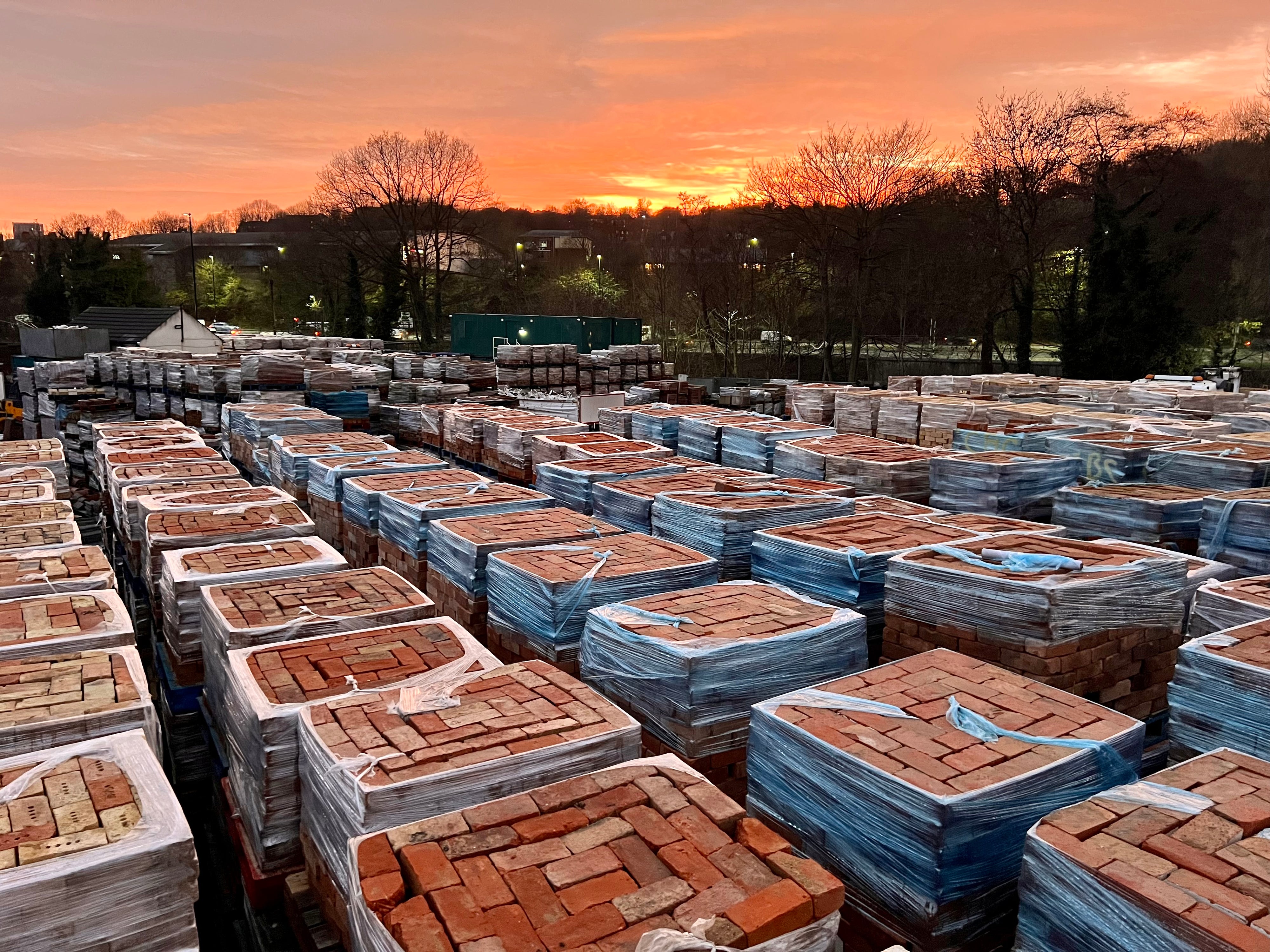 Pallets of reclaimed bricks stocked and ready for nationwide delivery