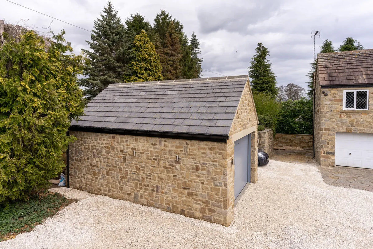 Natural Stone Garage Build in Buxton