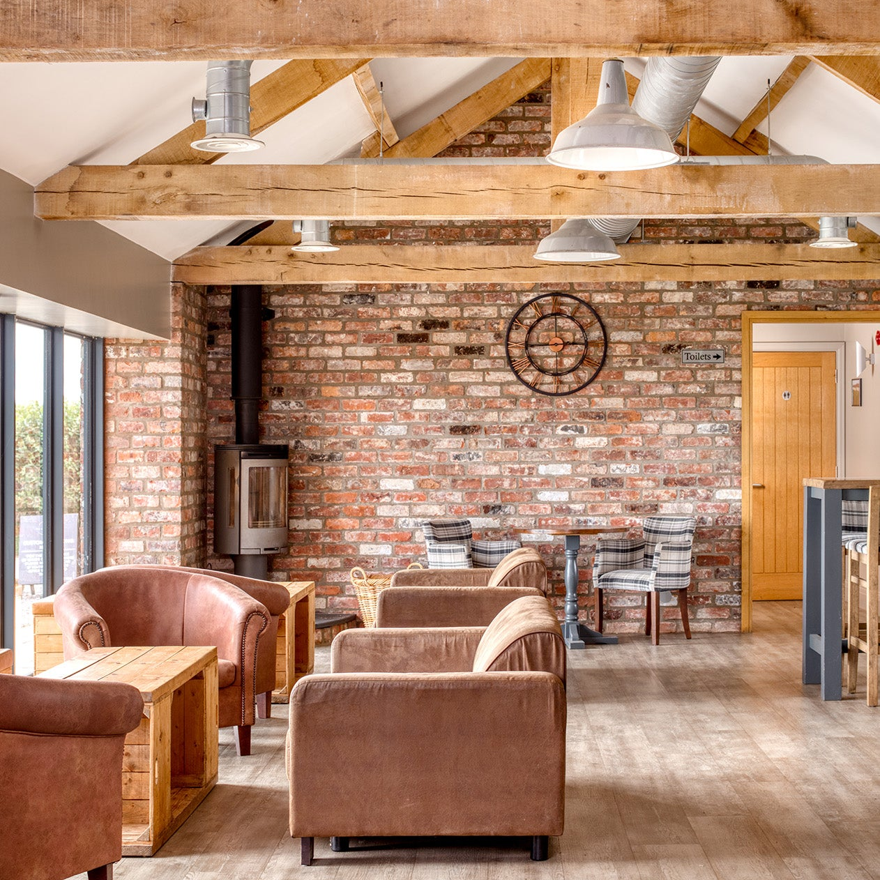 Reclaimed Handmade Brick Slip Feature wall in cafe