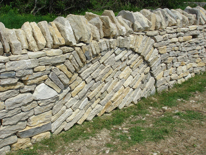 Reclaimed walling stone, dry stone wall