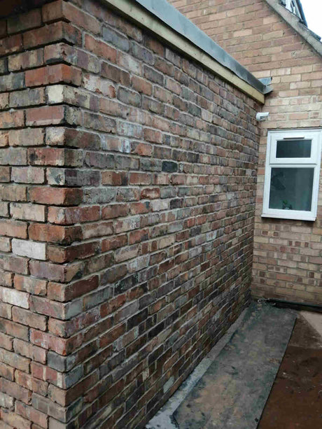 reclaimed brick slips side wall view