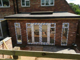 Reclaimed brick slips during project - rear elevated view