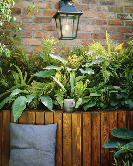 Close-up of reclaimed brick slip texture on outdoor garden wall