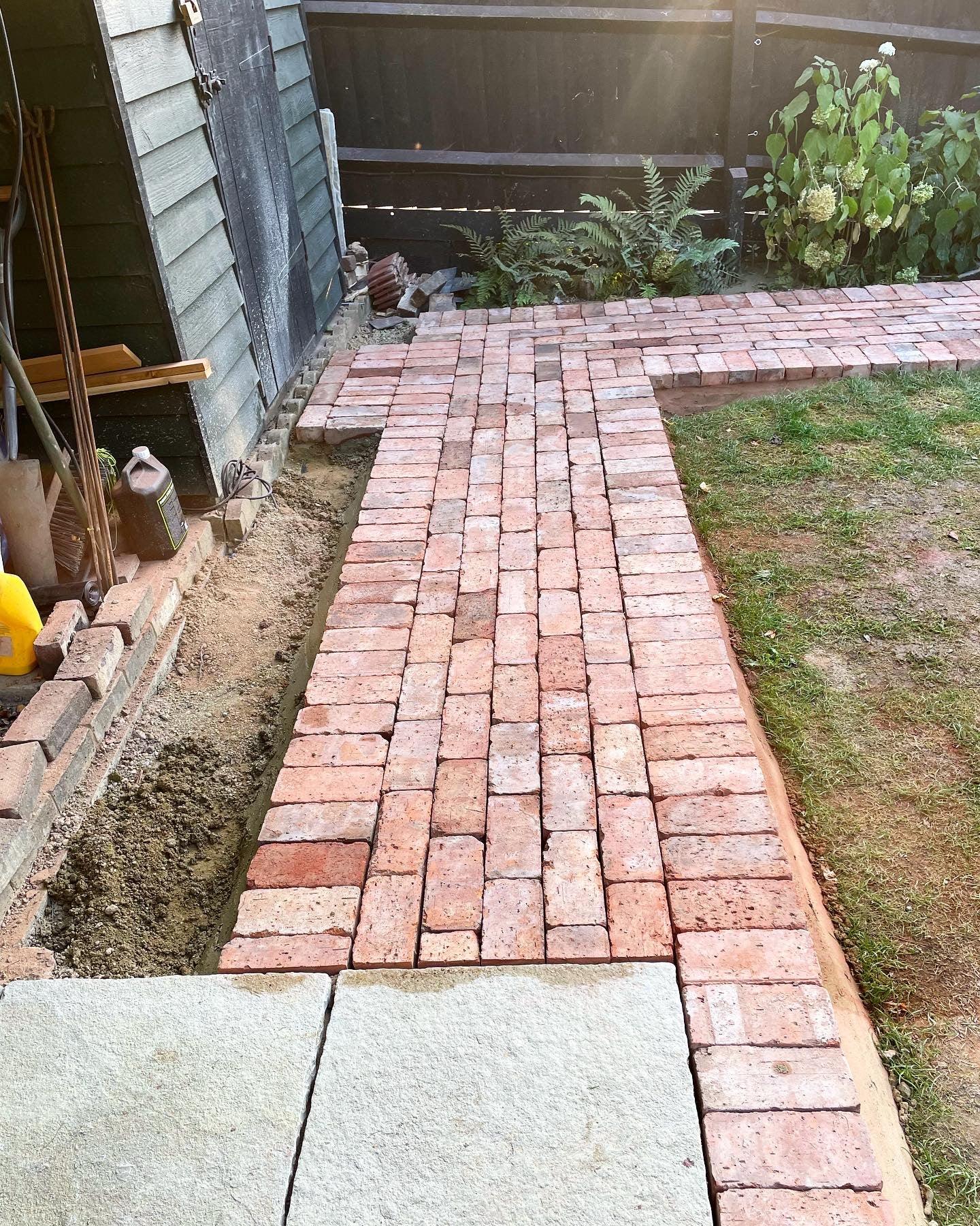 Garden Path Created Using Reclaimed Clay Paving Bricks Bridgwater Som Garden Path Created Using Reclaimed Clay Paving Bricks Bridgwater Som