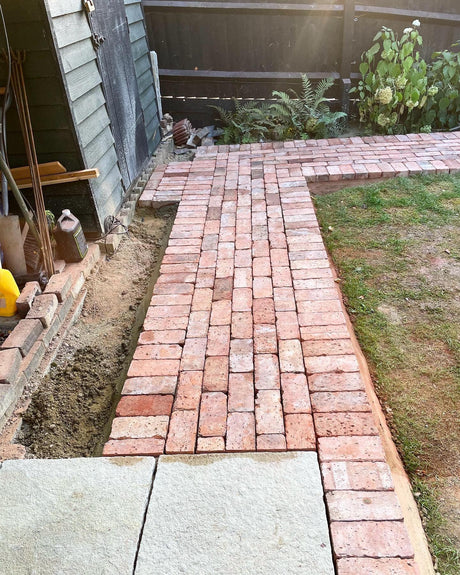 Garden Path Created using Reclaimed Clay Paving Bricks, Bridgwater Somerset - Reclaimed Brick Company