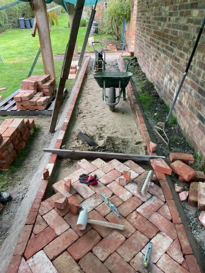 Garden Patio Using Reclaimed Clay Paving Bricks, Rugeley, Staffordshire - Reclaimed Brick Company