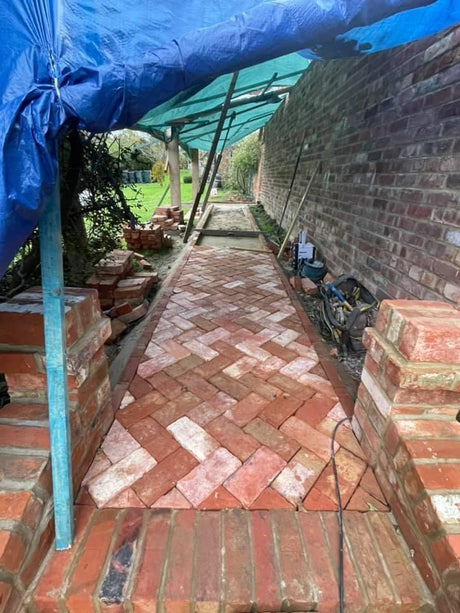 Garden Patio Using Reclaimed Clay Paving Bricks, Rugeley, Staffordshire - Reclaimed Brick Company