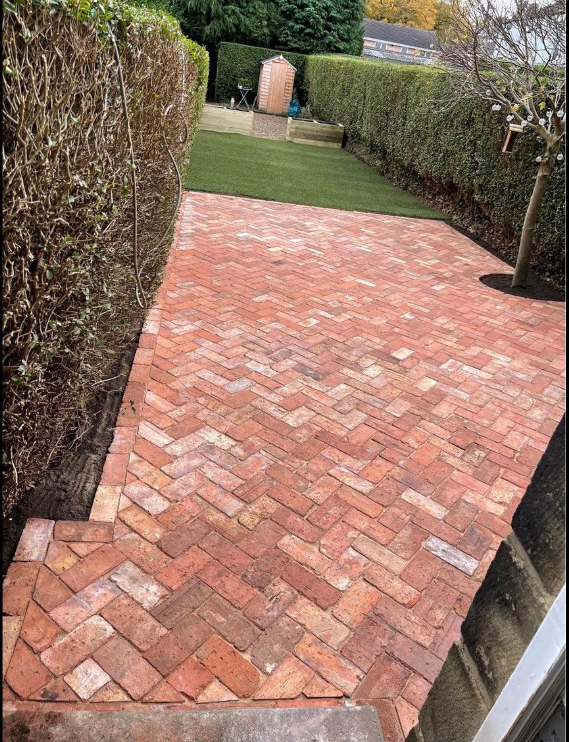 Outdoor Patio Area using Reclaimed Clay Paving Bricks, Leeds, North Yorkshire - Reclaimed Brick Company