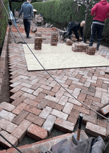 Outdoor Patio Area using Reclaimed Clay Paving Bricks, Leeds, North Yorkshire - Reclaimed Brick Company