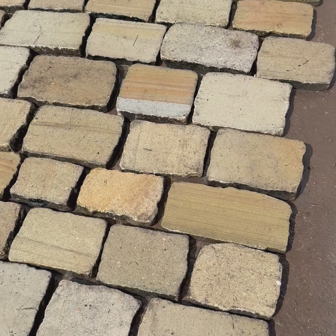 Reclaimed Sawn Yorkshire Stone Cobble Tops - Per SQM