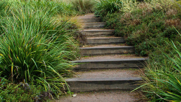 Garden steps, railway sleepers
