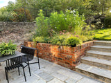 Raised Garden Wall Built Using Stone Steps & Reclaimed Common Bricks, Peterborough - Reclaimed Brick Company