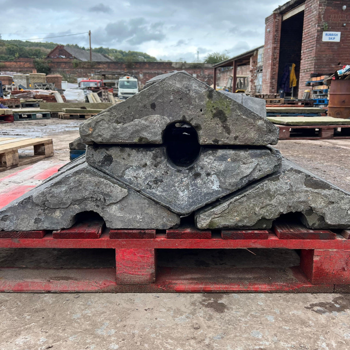 Reclaimed 18” Staffordshire Blue Triangle Wall Coping Bricks - Batch o ...