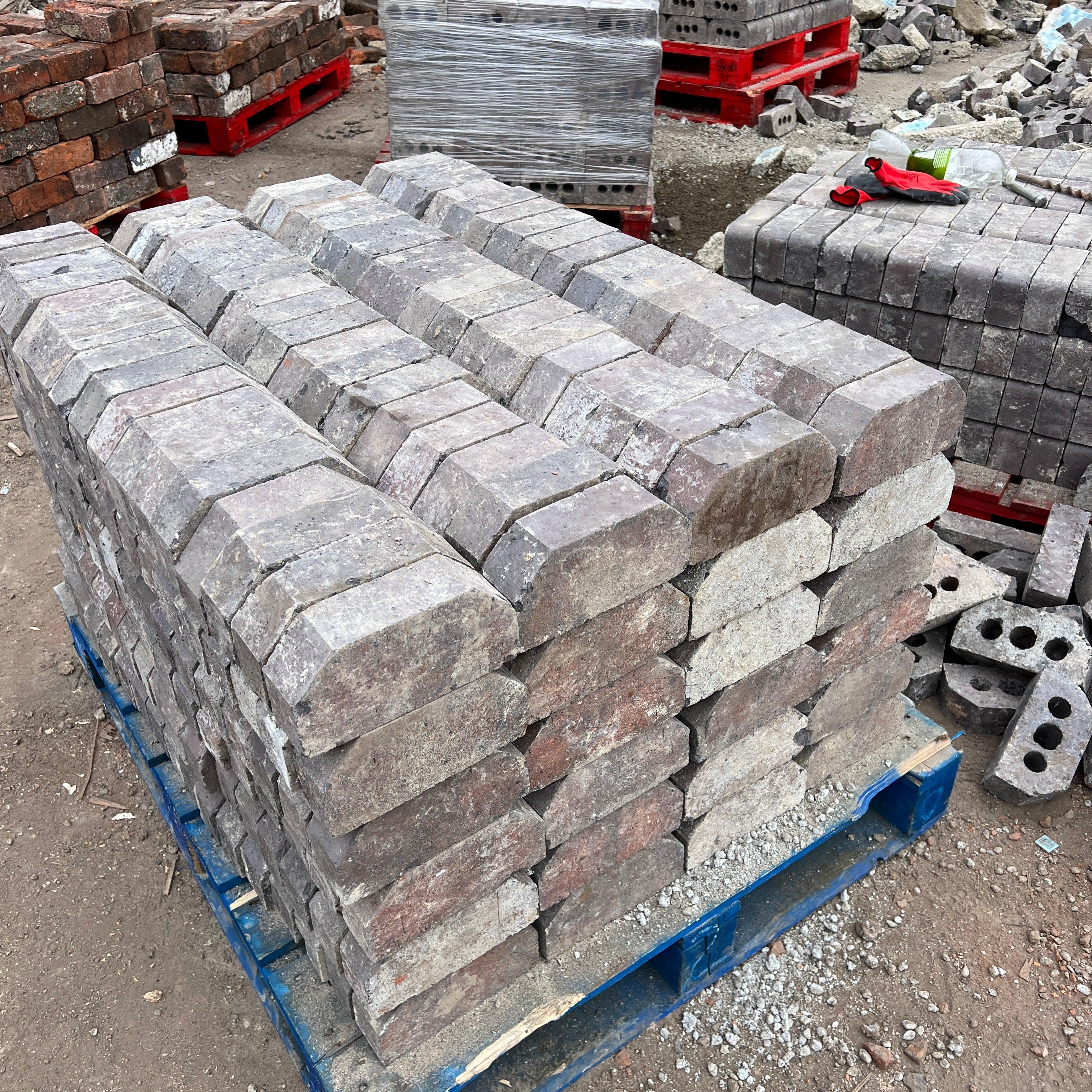 Reclaimed 65mm Staffordshire Blue Double Cant Coping Brick
