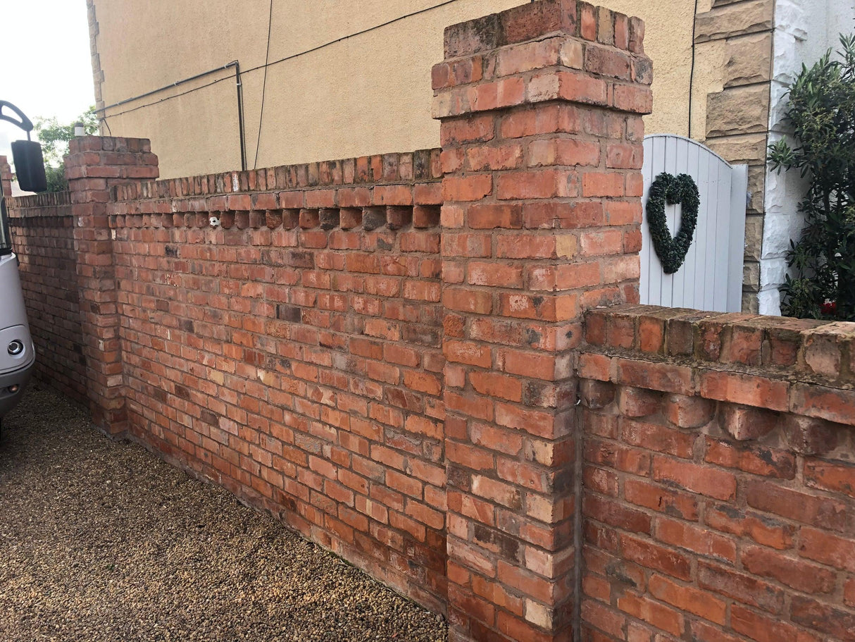 Reclaimed Brick Courtyard Wall, Bolsover, Derbyshire - Reclaimed Brick Company