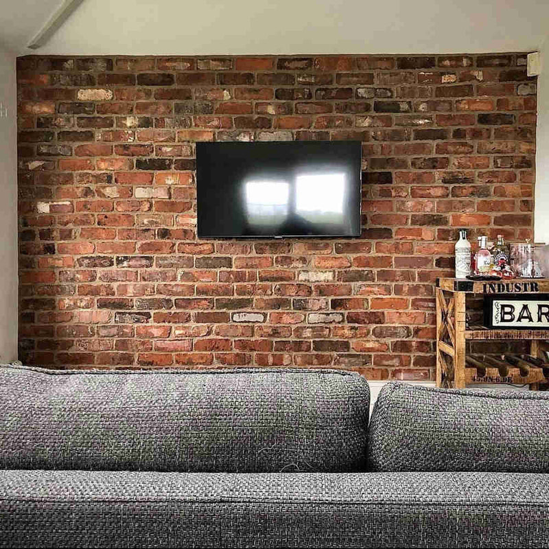 Reclaimed brick slip home feature wall