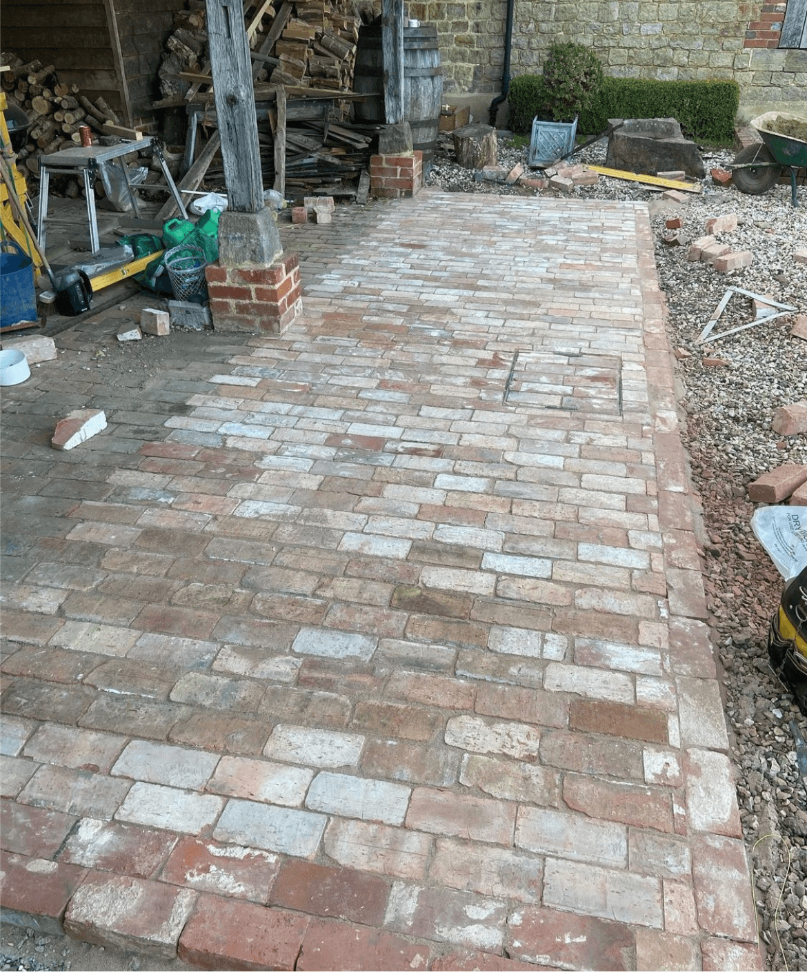 Reclaimed Clay Paving Brick Car Parking Area, Chichester, West Sussex - Reclaimed Brick Company